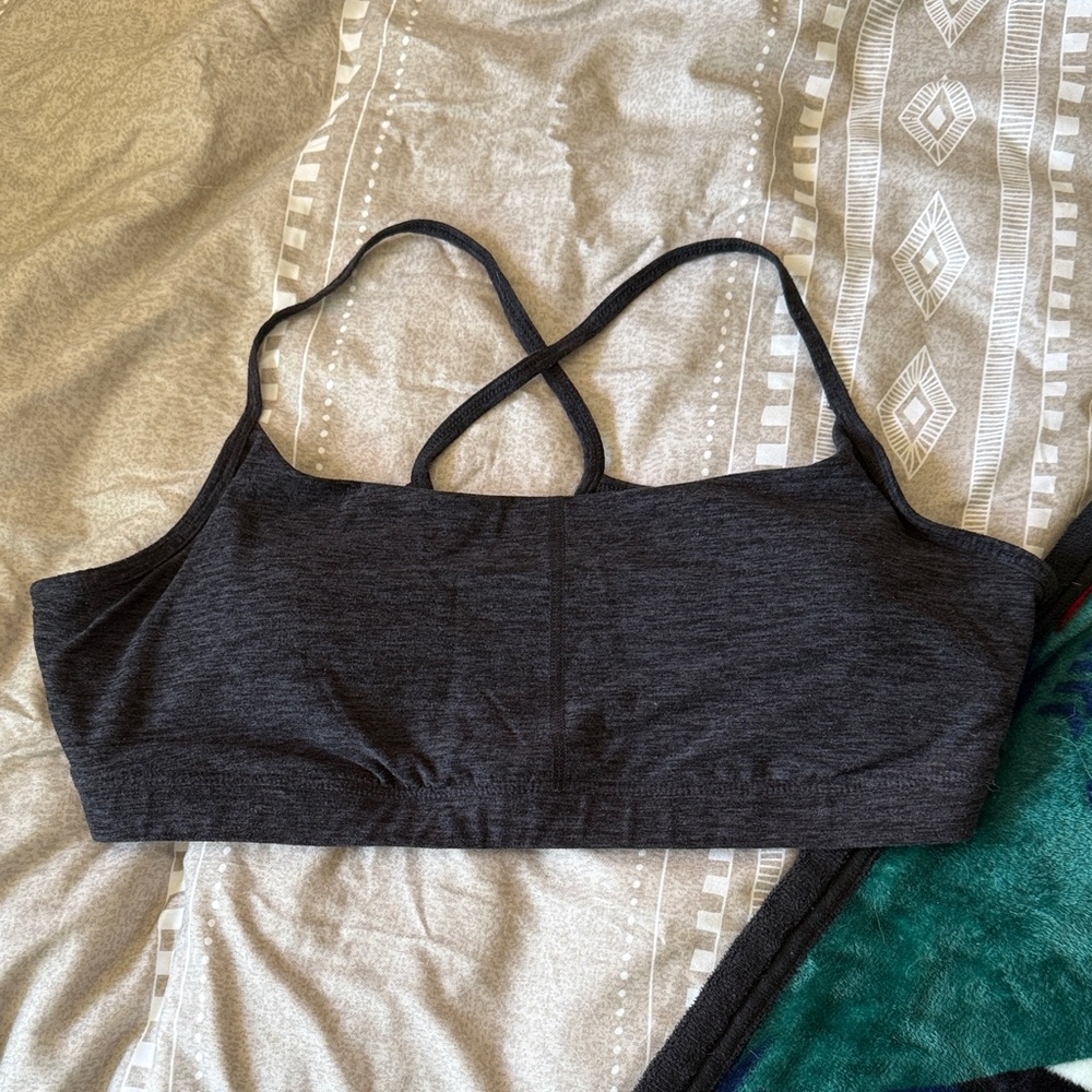 Fabletics Charcoal Cross-Back Sports Bra